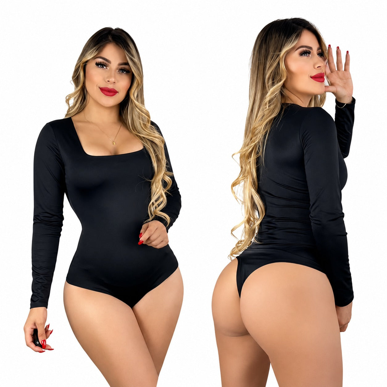 BODY MANGA LARGA CUELLO CUADRADO